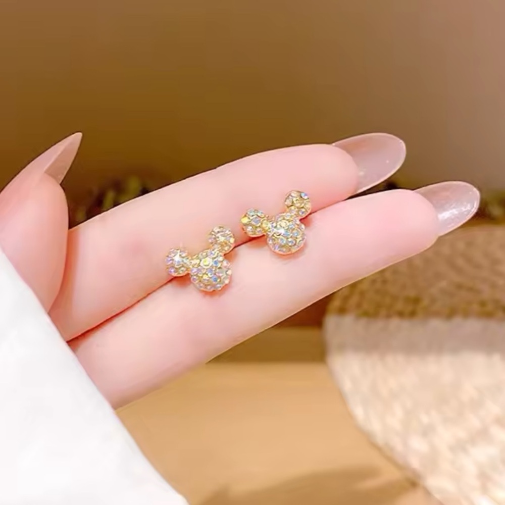 Gold Filled Mickey Mouse Cubic Zirconia Earrings